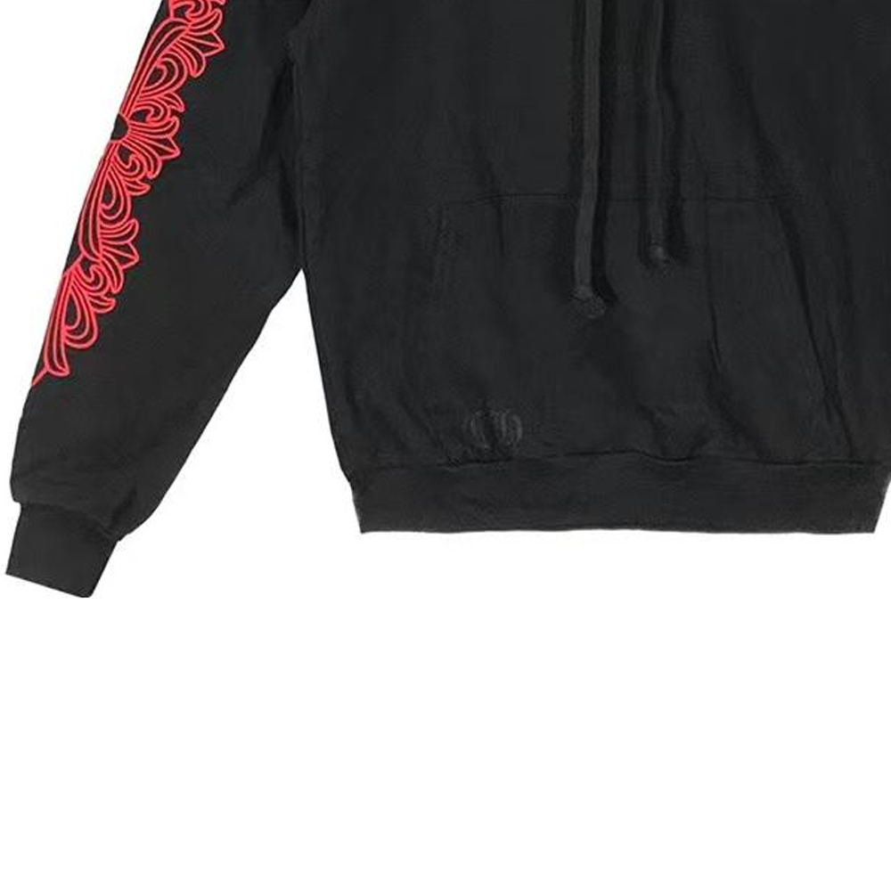 Cheap クロムハーツ FW22 レッドフローラルクロスロゴフーディーユニセックスブラック. CH-2022101802