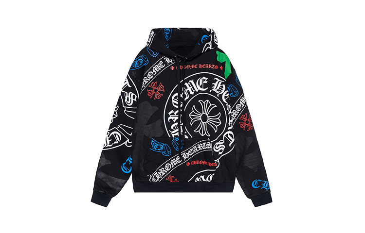 Order Chrome Hearts FW22 Stencil Hoodie Black Horseshoe Logo Print Unisex Sweatshirt. CH-081103