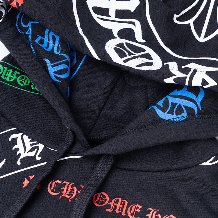 Shop Chrome Hearts FW22 Stencil Hoodie Black Horseshoe Logo Print Unisex Sweatshirt. CH-081103