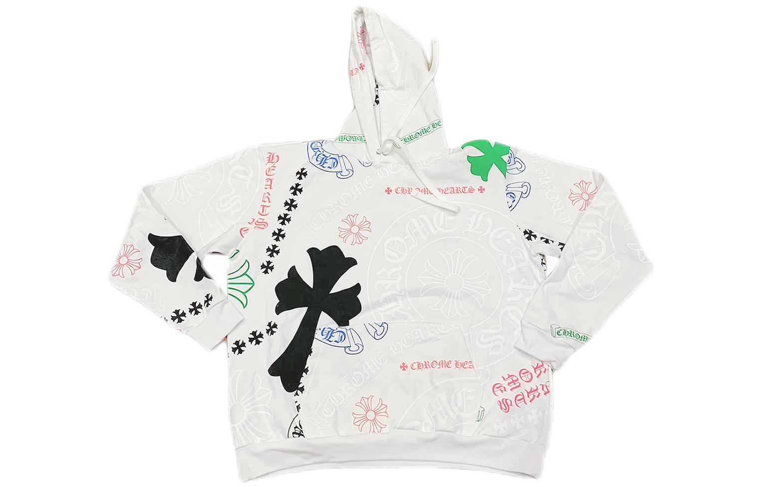 Chrome Hearts FW22 Stencil Hoodie White Cross Logo Graphic Unisex Pullover ch-071301