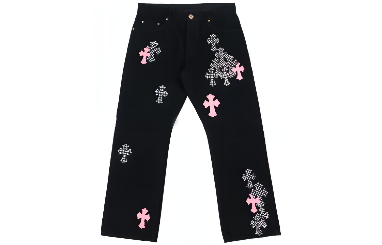 Chrome Hearts FW23 Black Straight-Leg Printed Button Jeans for Men CH-20232829