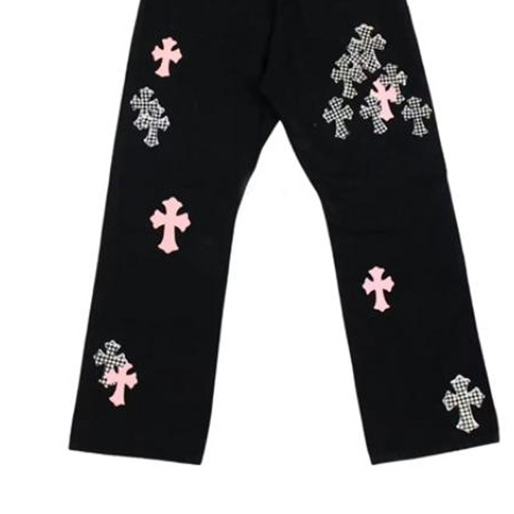Shop Chrome Hearts FW23 Black Straight-Leg Printed Button Jeans for Men CH-20232829