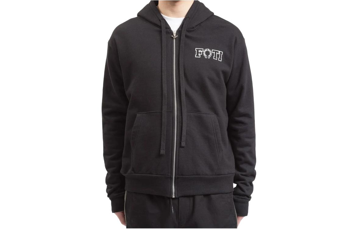 Chrome Hearts FW23 Horseshoe Logo Zip-Up Hoodie Black Unisex Casual Sweatshirt CH-20231565