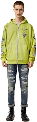 Chrome Hearts Geometric Letter Print Zip Hoodie Unisex Couple Style Fluorescent Green CH-2022110702 Lookbook Chrome Hearts Geometric Letter Print Zip Hoodie Unisex Couple Style Fluorescent Green CH-2022110702