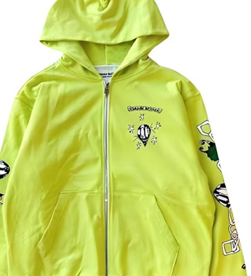 Chrome Hearts Geometric Letter Print Zip Hoodie Unisex Couple Style Fluorescent Green CH-2022110702 Purchase Chrome Hearts Geometric Letter Print Zip Hoodie Unisex Couple Style Fluorescent Green CH-2022110702