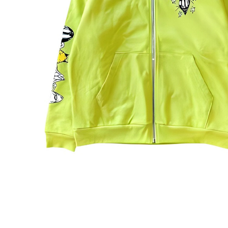 Details for Chrome Hearts Geometric Letter Print Zip Hoodie Unisex Couple Style Fluorescent Green CH-2022110702