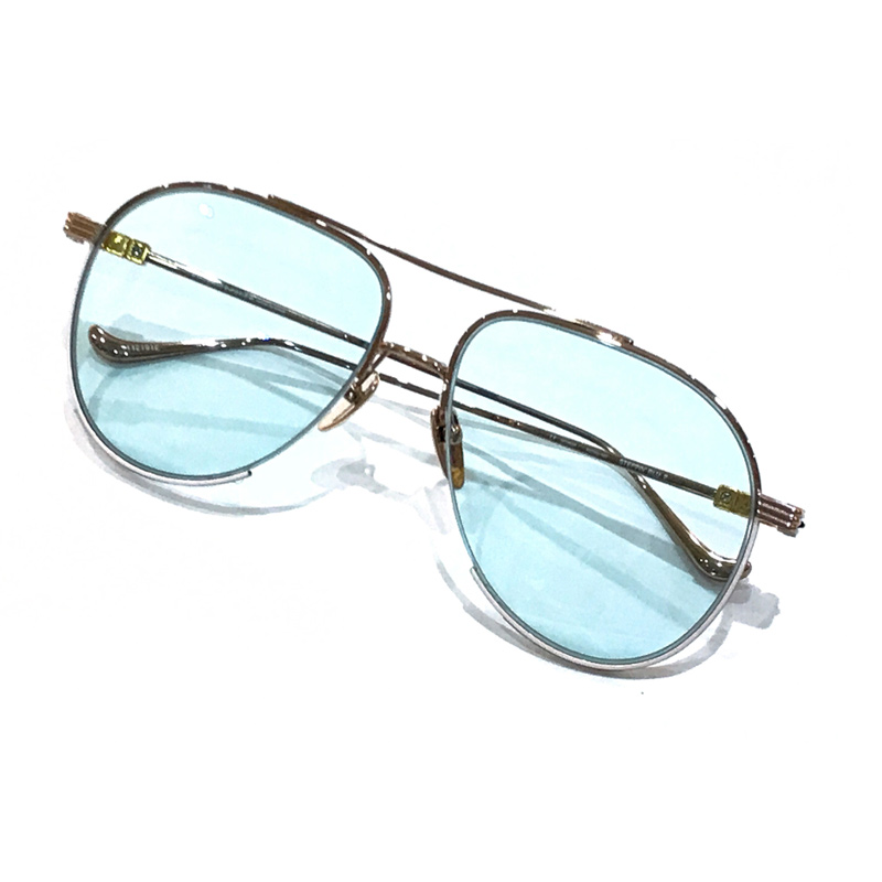 Chrome Hearts Gold Dice Embellished Metal Aviator Sunglasses Unisex Couple Style. STEPPIN-BLU-II