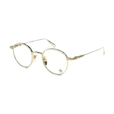 Chrome Hearts Vintage Alloy Round Optical Glasses Gold Unisex Couples Style SEXCEL