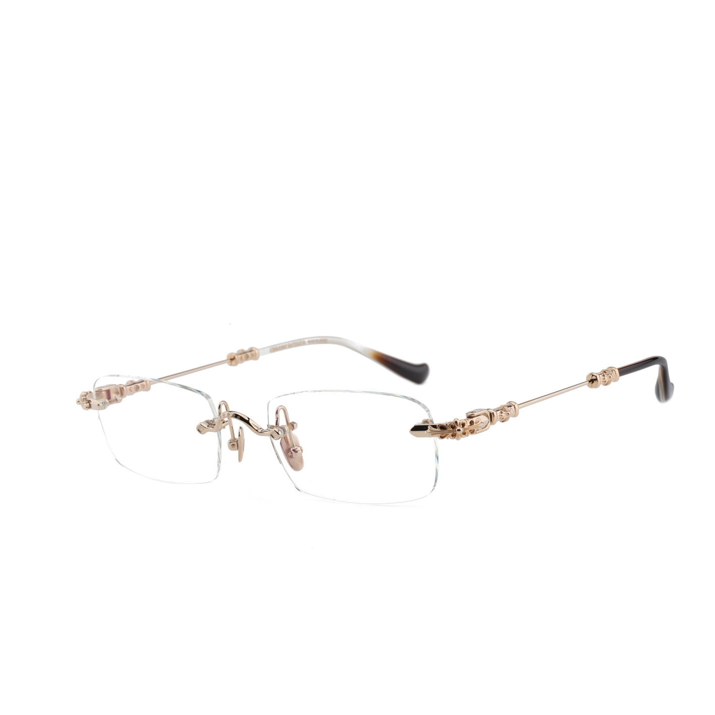 Chrome Hearts Gold Rectangular Optical Glasses for Men GP-BRBBR-P