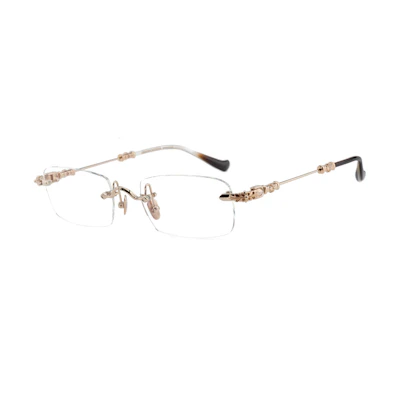 Chrome Hearts Gold Rectangular Optical Glasses for Men GP-BRBBR-P