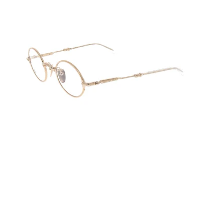 Chrome Hearts Gold Round Optical Frame Unisex with Logo Temples. EDITHFCRYS