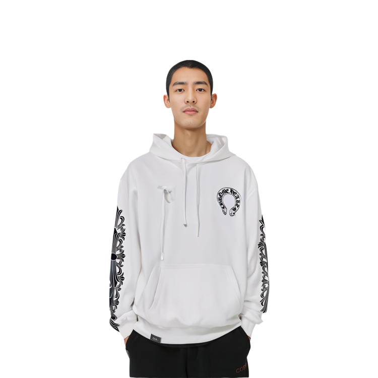 Shop Chrome Hearts Graphic Print Hoodie Unisex White CH-333