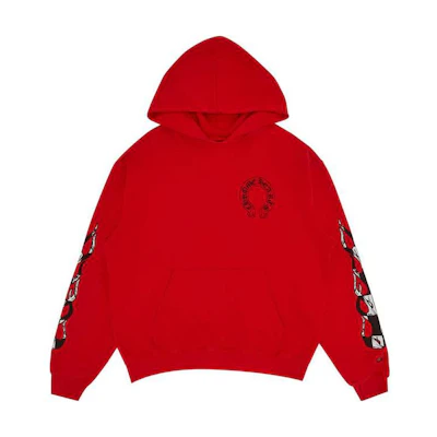 Chrome Hearts Graphic Print Red Hoodie for Men 1383-100000106XMBFH-RED