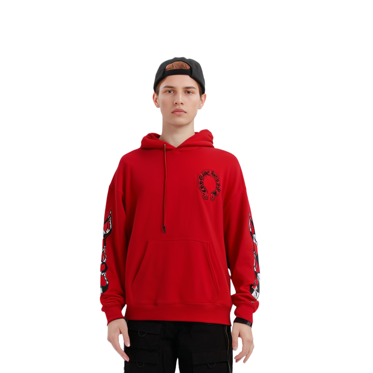 Shop Sudadera Roja con Gráfico Chrome Hearts para Hombre 1383-100000106XMBFH-RED