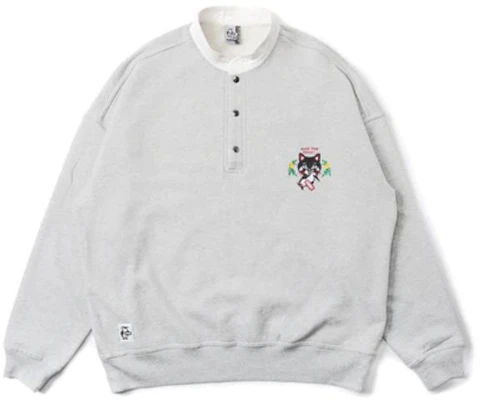 Chrome Hearts 灰色刺繡貓半鈕扣衛衣 CH0009 Buy Chrome Hearts 灰色刺繡貓半鈕扣衛衣 CH0009