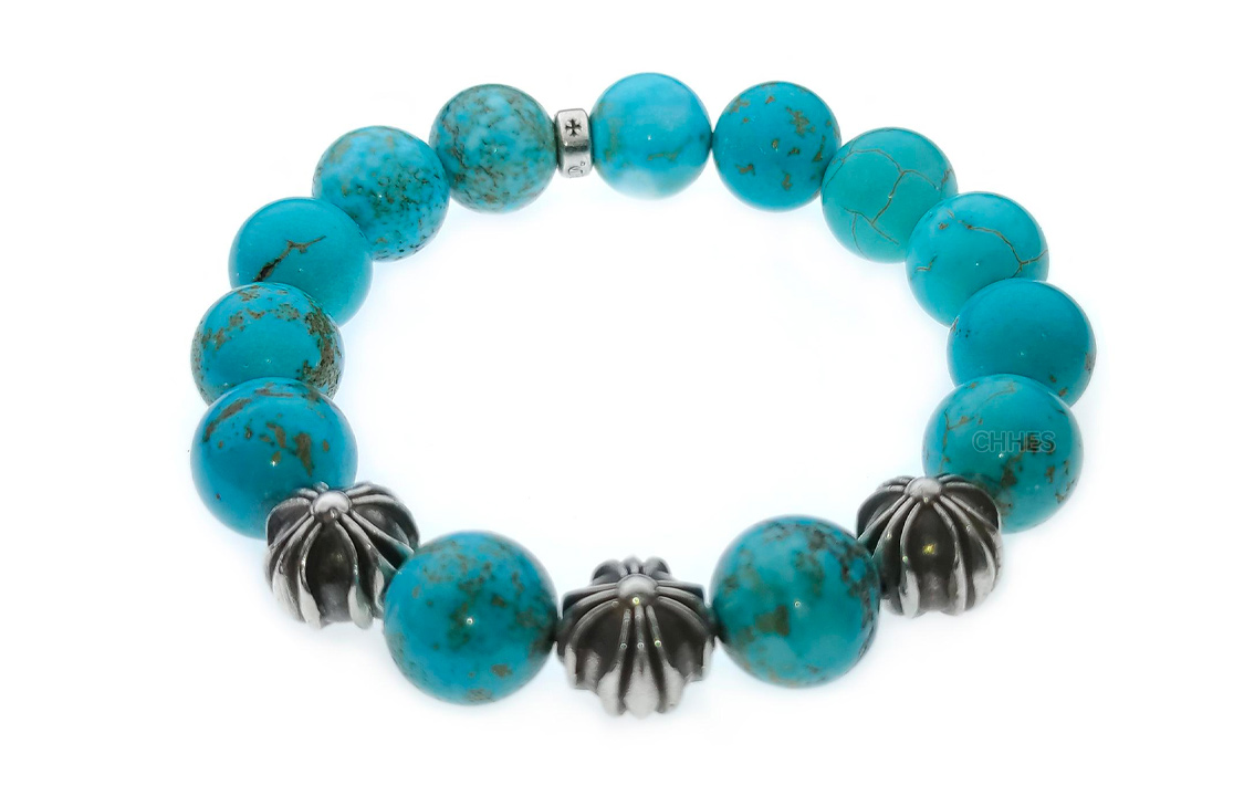 Shop 크롬하츠 그린 비즈 팔찌 - 유니섹스 커플 디자인. 12mm