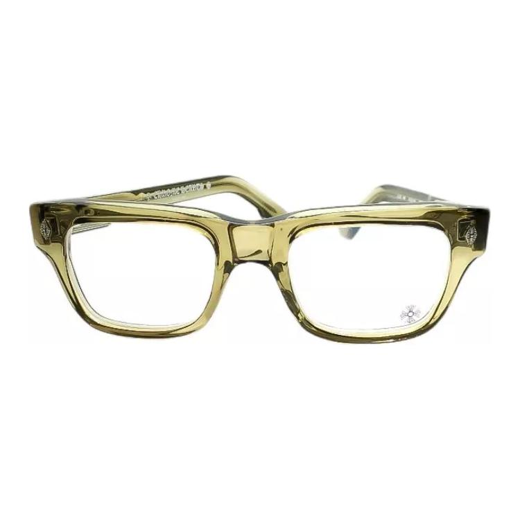 Shop Chrome Hearts Green Square Optical Frames with Logo on Temples. Crypdic-army