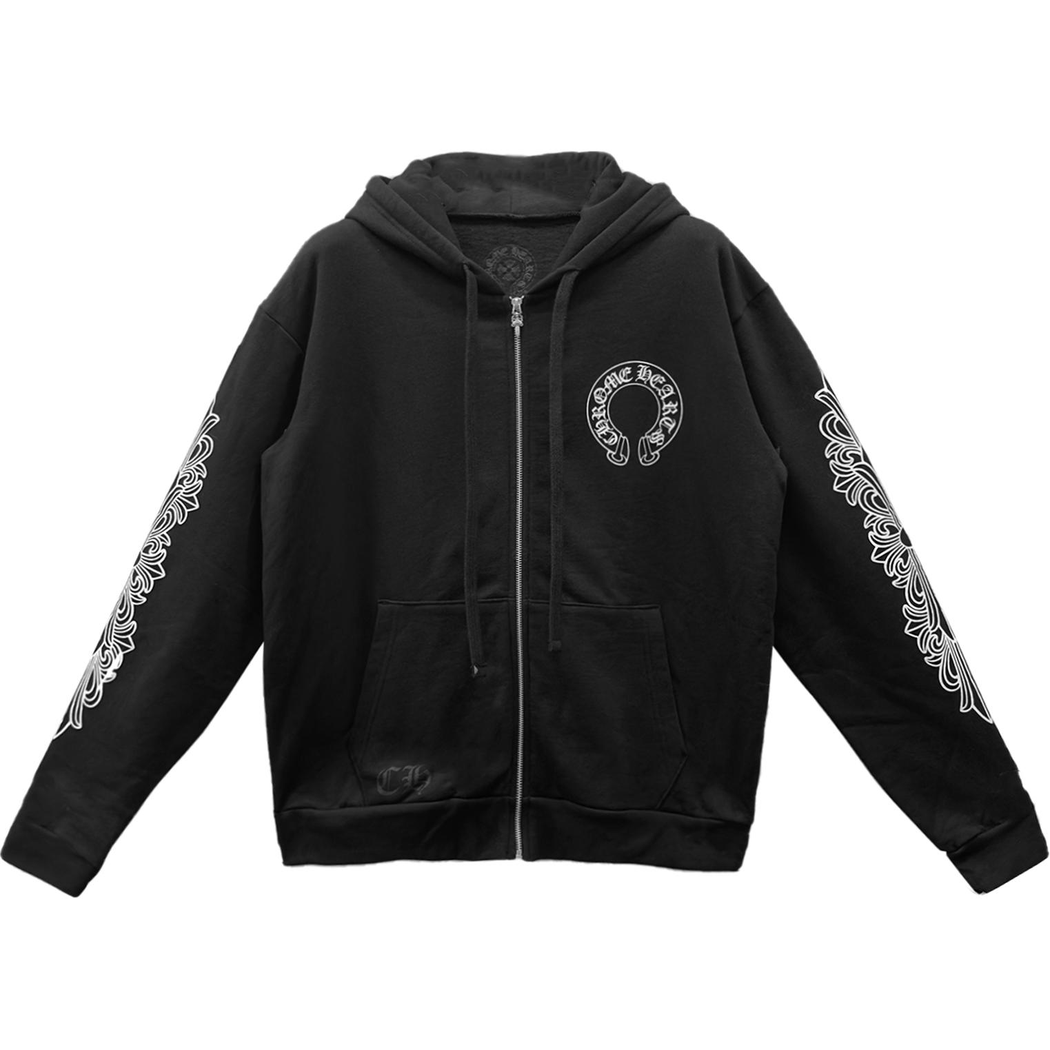 Chrome Hearts Horseshoe Logo Black Zip-Up Hoodie Unisex Couple Style CH-2022100901