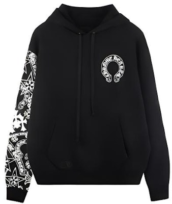 Chrome Hearts Horseshoe Logo Hoodie Black Unisex Full Embroidered Sleeves CH-183 Buy Chrome Hearts Horseshoe Logo Hoodie Black Unisex Full Embroidered Sleeves CH-183