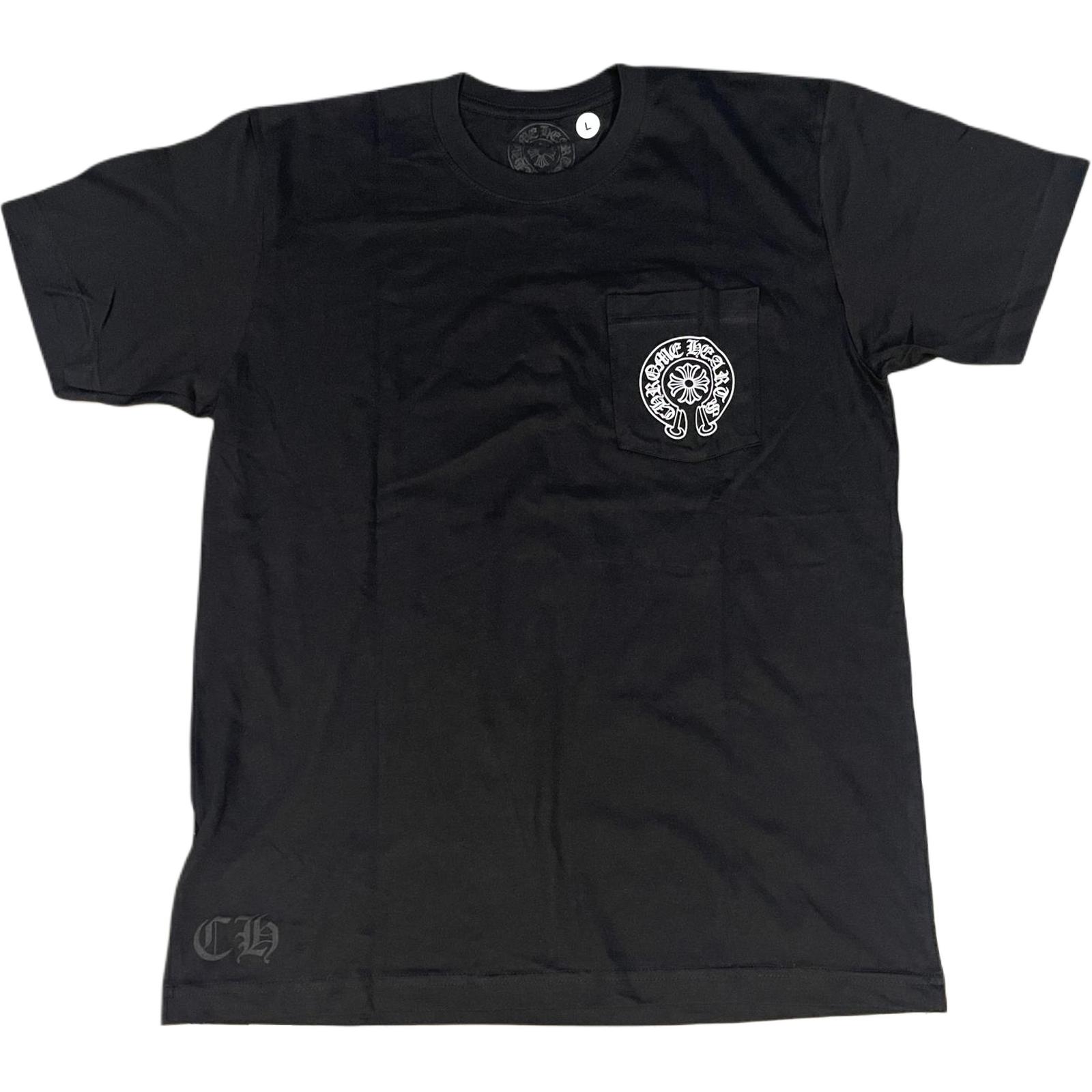Chrome Hearts Horseshoe Logo Unisex Black Crewneck T-Shirt. 408129111-1XL122-BLK