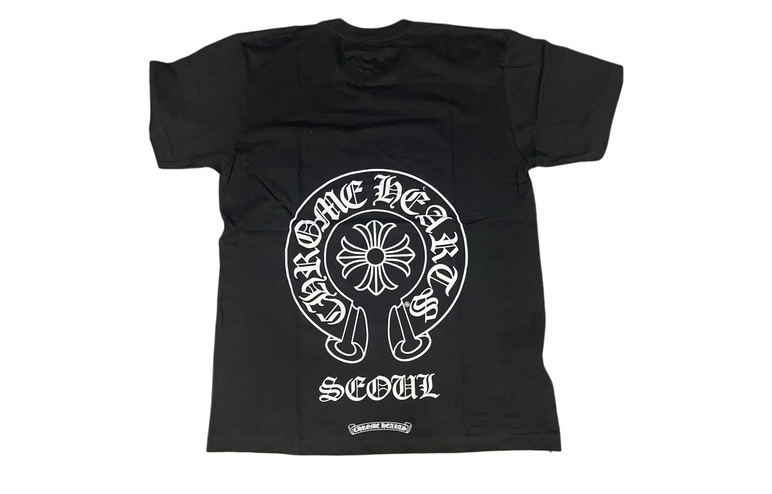 Lookbook Chrome Hearts Horseshoe Logo Unisex Black Crewneck T-Shirt. 408129111-1XL122-BLK