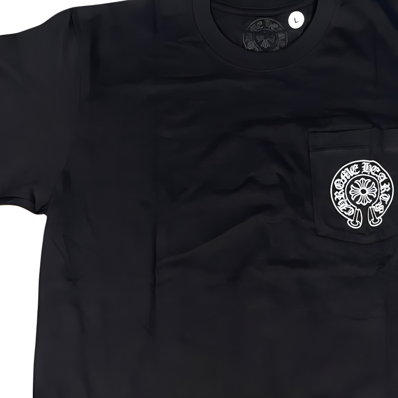 Details for Chrome Hearts Horseshoe Logo Unisex Black Crewneck T-Shirt. 408129111-1XL122-BLK