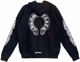 Purchase Chrome Hearts Horseshoe Scroll Cross Thick Fleece Zip Hoodie Unisex Black CH-070