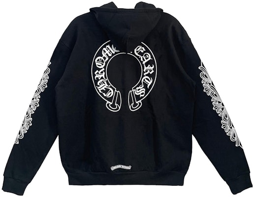 クロムハーツ ホースシュー スクロール クロス 厚手 フリース ジップ フーディー ユニセックス ブラック CH-070 Purchase クロムハーツ ホースシュー スクロール クロス 厚手 フリース ジップ フーディー ユニセックス ブラック CH-070