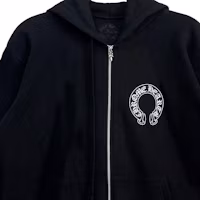 Details for Chrome Hearts Horseshoe Scroll Cross Thick Fleece Zip Hoodie Unisex Black CH-070