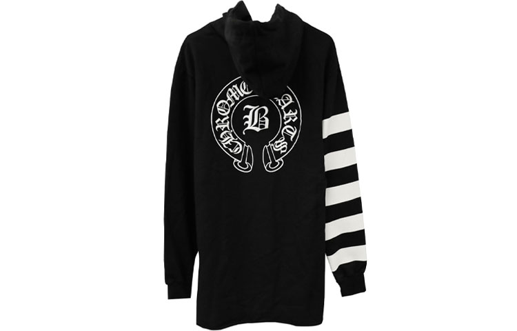 Chrome Hearts Horseshoe Striped Embroidered Sweatshirt Unisex Black CH-592