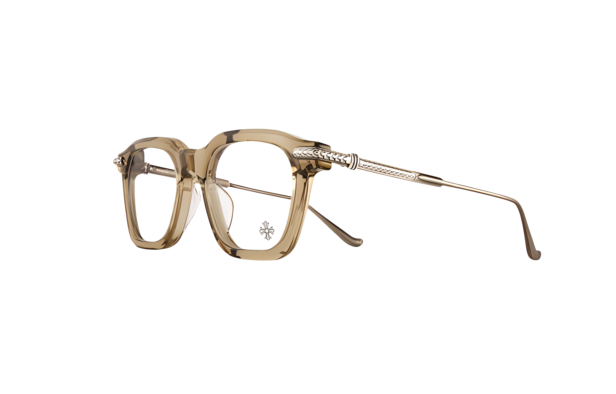 Chrome Hearts Irregular Optical Frame Beige for Men with Logo Details. CUMPTIONaryas