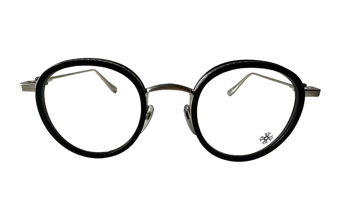 Lookbook Chrome Hearts 不規則光學眼鏡框黑色 - 男女通用徽標印花眼鏡。 GUSH