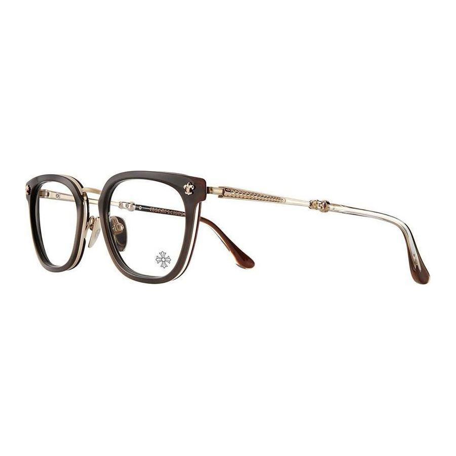 Chrome Hearts Irregular Optical Glasses Brown Unisex with Logo Temples. Strapadictome-clb-mgp