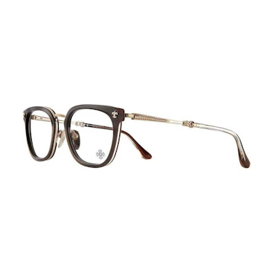 Chrome Hearts Irregular Optical Glasses Brown Unisex with Logo Temples. Strapadictome-clb-mgp