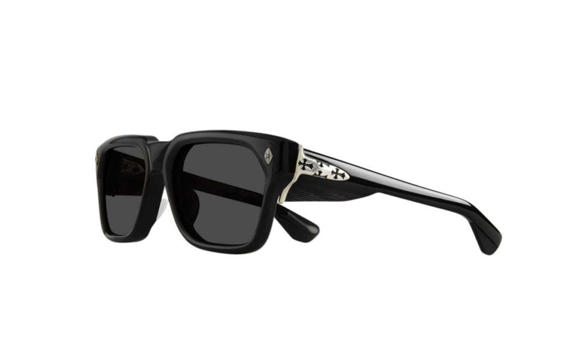 Chrome Hearts Irregular Shape Black Sunglasses for Men - Logo Temple Design. SNIFFERBK