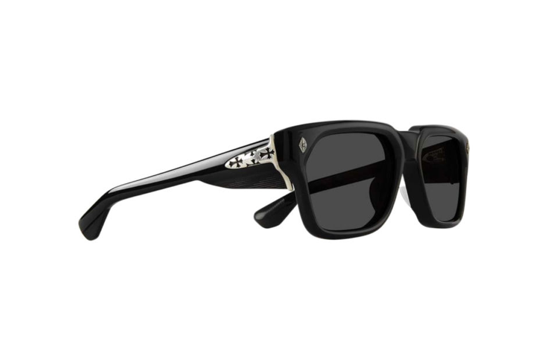 Lookbook Chrome Hearts 男士黑色不規則造型太陽眼鏡 - 標誌性鏡腳設計 SNIFFERBK