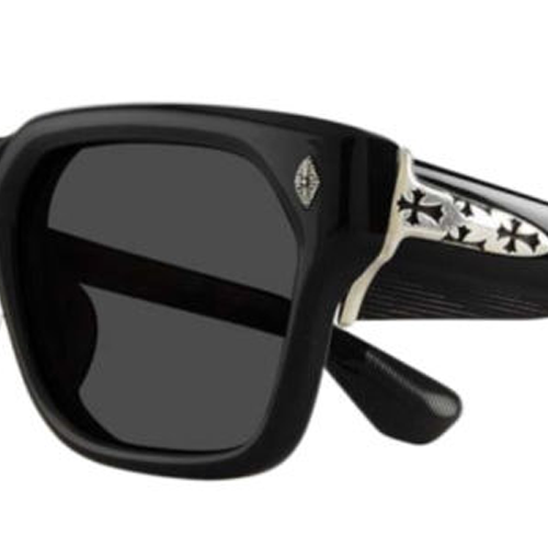 Shop Chrome Hearts 男士黑色不規則造型太陽眼鏡 - 標誌性鏡腳設計 SNIFFERBK