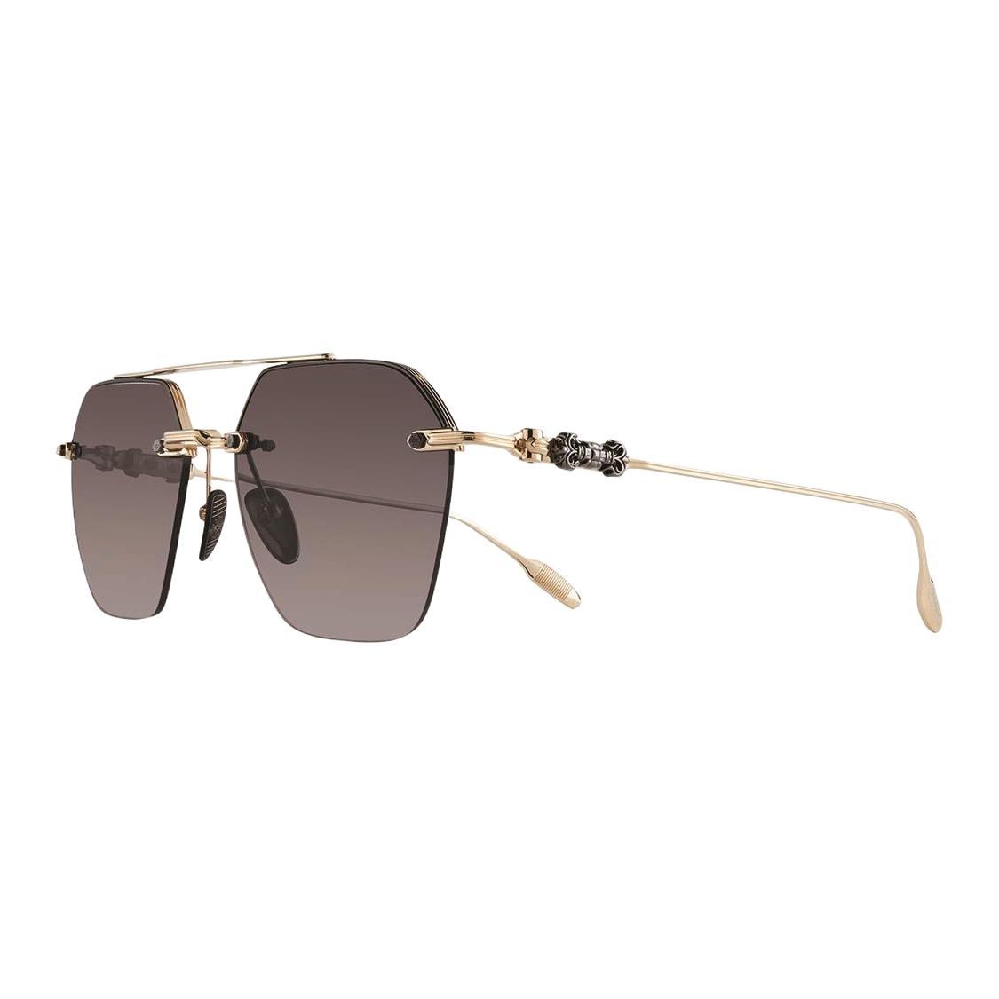 Chrome Hearts Irregular Shaped Gold Sunglasses with Mirrored Logo for Men STINGERmbkgp