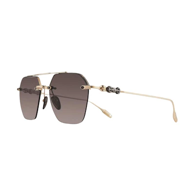 Chrome Hearts Irregular Shaped Gold Sunglasses with Mirrored Logo for Men STINGERmbkgp