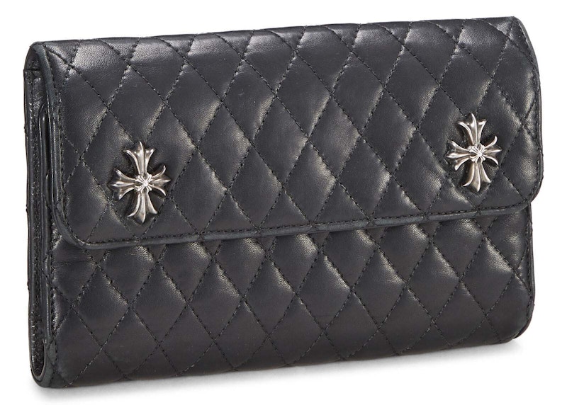 Chrome Hearts Lambskin Logo Wallet Extra Large Black