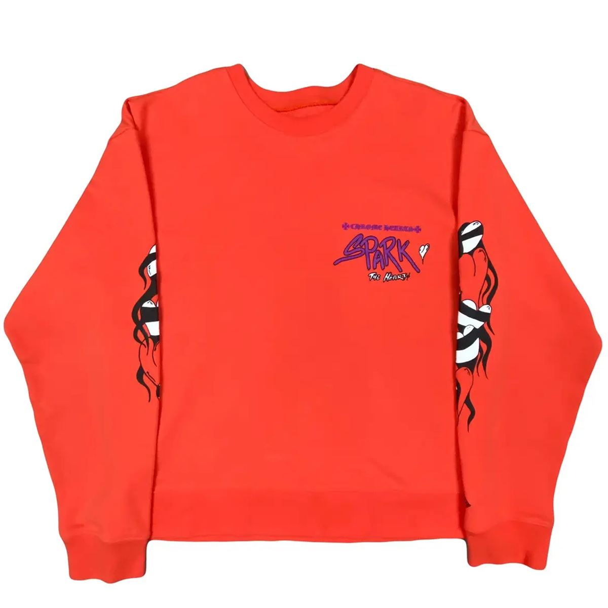 Chrome Hearts Letter Graffiti Print Crewneck Sweatshirt Orange (). CH-2003-39