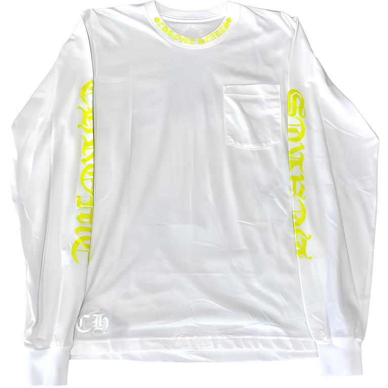 Chrome Hearts Letter Print Crewneck Long Sleeve T-Shirt White  Casual Tee CH-8870995