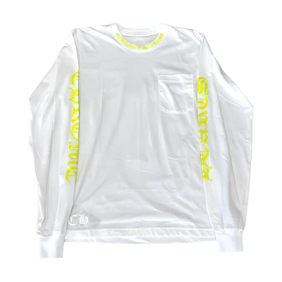 Chrome Hearts Letter Print Crewneck Long Sleeve T-Shirt White Casual Tee CH-8870995