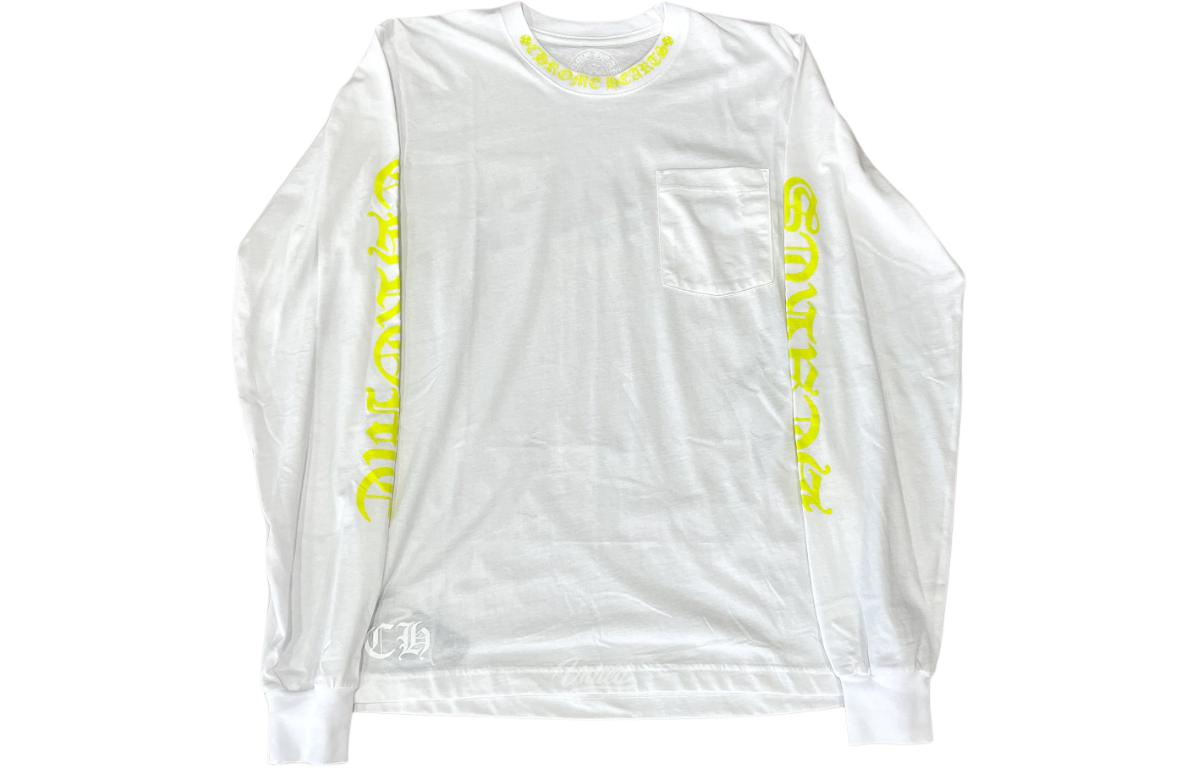 Order 크롬하츠 레터 프린트 화이트 긴팔 크루넥 티셔츠 캐주얼 티 CH-8870995