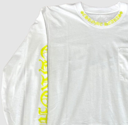 크롬하츠 레터 프린트 화이트 긴팔 크루넥 티셔츠 캐주얼 티 CH-8870995 Lookbook 크롬하츠 레터 프린트 화이트 긴팔 크루넥 티셔츠 캐주얼 티 CH-8870995