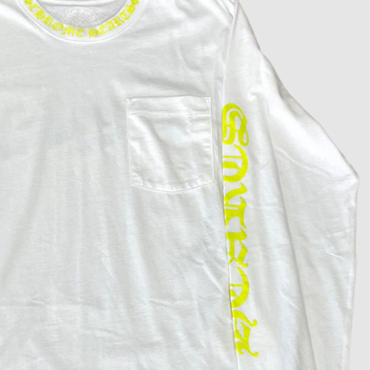 Shop 크롬하츠 레터 프린트 화이트 긴팔 크루넥 티셔츠 캐주얼 티 CH-8870995