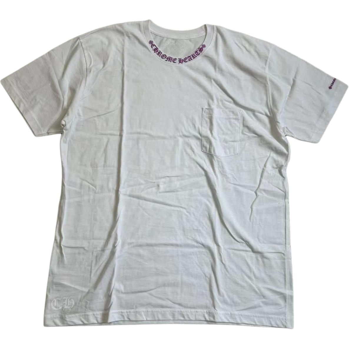 Order Chrome Hearts Kaos Putih Lengan Pendek Pria SS24 dengan Cetak Huruf. CH-2024-5996