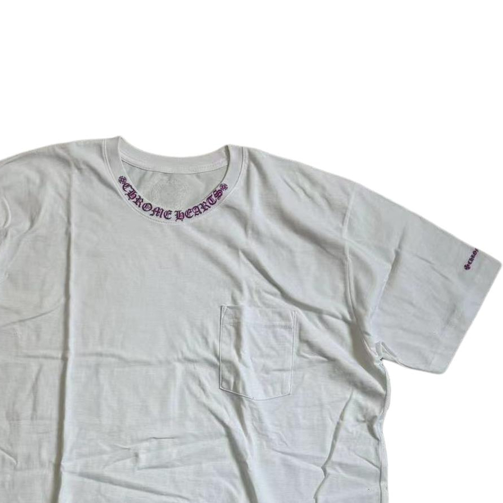 Purchase Chrome Hearts Kaos Putih Lengan Pendek Pria SS24 dengan Cetak Huruf. CH-2024-5996