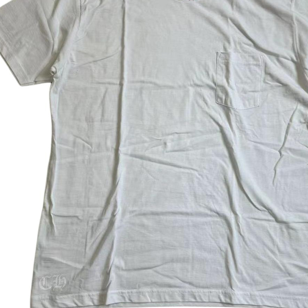 Sizing Chrome Hearts Kaos Putih Lengan Pendek Pria SS24 dengan Cetak Huruf. CH-2024-5996