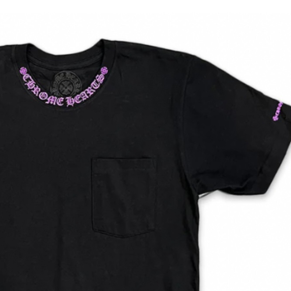 Shop 크롬하츠 레터프린트 크루넥 반팔 티셔츠 블랙 캐주얼 티 CH-554812